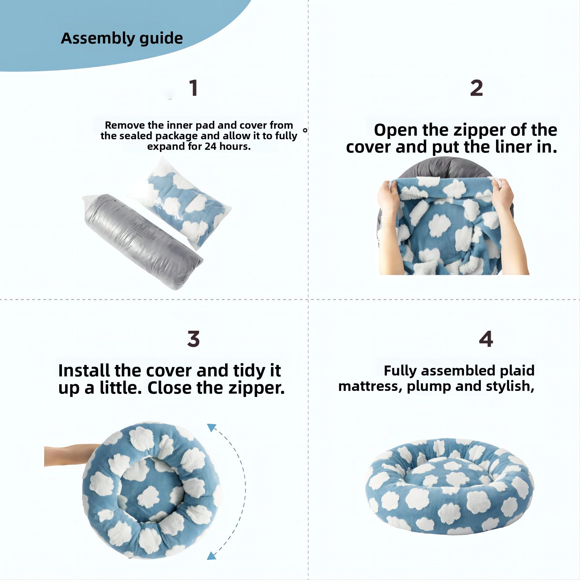 Round Pet Bed Washable Cat Dog Nest